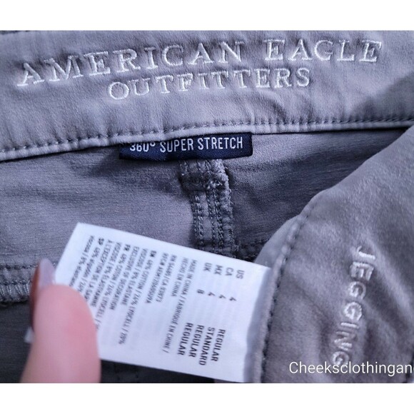 American Eagle Jegging Taupe Sateen Raw Hem Jeans Women's size 4 Regular - Picture 6 of 7